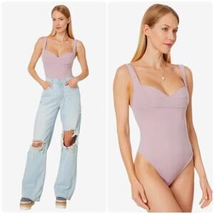 NEW Size Medium Free People Dusk to Dawn Mauve Pink Rose Thong Stretch Bodysuit